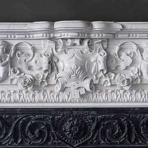 Maison italienne de Carrare utilisée décoration sculptée à la main moderne chérubin ange <span class=keywords><strong>cheminée</strong></span> en <span class=keywords><strong>marbre</strong></span> <span class=keywords><strong>blanc</strong></span> Surround - Product Image 4