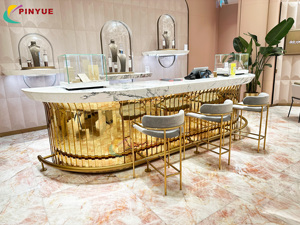 เคาน์เตอร์กระจกโลหะทันสมัยหรูหรา เคาน์เตอร์<span class=keywords><strong>ร้าน</strong></span>ค้าปลีกแบบกำหนดเอง เคาน์เตอร์<span class=keywords><strong>ร้าน</strong></span>ขายเครื่องประดับ ออกแบบตกแต่งภายใน ตู้โชว์กระจก - Product Image 6