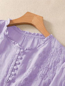 T-Shirt Vintage da <span class=keywords><strong>Donna</strong></span> con Ricamo Floreale, <span class=keywords><strong>Mezza</strong></span> <span class=keywords><strong>Manica</strong></span>, Nuova Maglia Casual Larga e Traspirante - Product Image 6