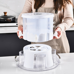 <span class=keywords><strong>Seau</strong></span> à boissons rotatif en plastique à quatre compartiments avec tasses Pichet à <span class=keywords><strong>eau</strong></span> froide de grande capacité avec distributeur de jus de robinet pour la fête - Product Image 4