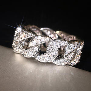 Bague Cocktail T0768 en Argent 925 avec Sertissage Pavé de Cristaux Strass Taille Ronde Brillante, Bijou Unisexe pour Fête - Product Image 1