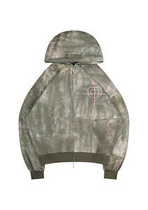 Hoodie kamuflase kustom OEM dengan ritsleting gaya jalanan Hoodie kamuflase pola Semak realistis cetak Digital untuk pria dan wanita - Product Image 2