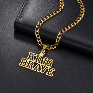 Nhà Máy hip-hop phong cách mặt dây chuyền có thể được tùy chỉnh với chữ cái tiếng anh Thép không gỉ Vòng cổ Cuban chuỗi - Product Image 5