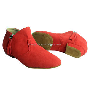 Folk Black Latin Mujeres Salón de baile Mujer \'s Line Mujer Bailando Salsa Western Country Suede Zapatos de baile cortos Botas Suela derramada - Product Image 5