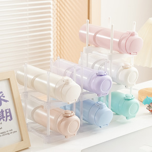 Estante de almacenamiento para vasos aislados, soporte para botellas de agua blanco transparente apilable de 3 capas para organización de gabinetes de cocina en el hogar - Product Image 2
