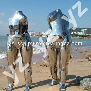 ミラーポリッシュメタルセクシーな女性ステンレス鋼ロボット像ステンレス鋼ロボット像ステンレス鋼モダン像 - Product Image 3