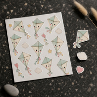 Feuille d'autocollants en vinyle personnalisés avec motifs d'objets quotidiens mignons, découpés à la forme, imperméables, protection UV, étiquettes adhésives avec logo personnalisé