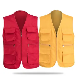 Flat pocket multi-pocket cargo fisherman vest cartoon logo vest fishing hiking reporter photography camping men and women hunt