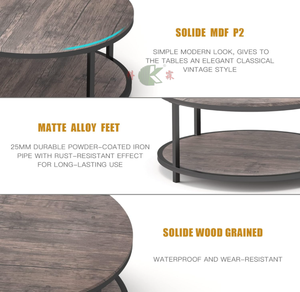 <span class=keywords><strong>Mesa</strong></span> de Centro Redonda de 36 Pulgadas, <span class=keywords><strong>Mesa</strong></span> de Madera Rústica de 2 Niveles con Estante de Almacenamiento, Muebles Modernos para Sala de Estar - Product Image 4