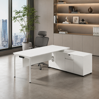 Bureau de direction ergonomique moderne et élégant de qualité supérieure avec alimentation intégrée, panneau de confidentialité, armoire latérale, pour bureau et école, garantie 3 ans