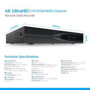 Enregistreur vidéo réseau (<span class=keywords><strong>NVR</strong></span>) OEM <span class=keywords><strong>16</strong></span> <span class=keywords><strong>canaux</strong></span> 5MP 4K avec audio bidirectionnel, 1 SATA jusqu'à 18 To, fabriqué en usine, avec fonction Cloud - Product Image 2