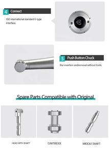 CP-X25 <span class=keywords><strong>1</strong></span>:<span class=keywords><strong>1</strong></span> Laagtoerige Elektrische Contra-hoek Tandheelkundige Handstukset voor Tandartsen, Studenten, CE-gecertificeerd Metaal - Product Image 6