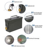 Boîte à munitions Safewell 30 cal 4,5 L, boîte à munitions en acier étanche avec joint hermétique, empilable, couvercle verrouillable