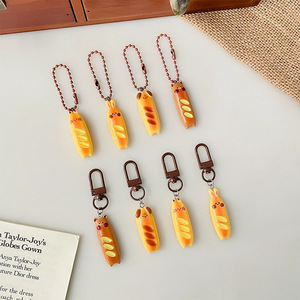 Simple Small PVC Plastic Anime Pattern Baguette Bread Carabiner Keychain Pendant Waterproof Fashionable Accessories
