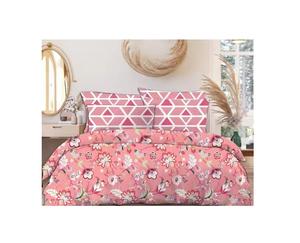 Modern <b>King</b> <b>Size</b> Glace Cotton Bedsheet Set 3-Piece All-Season Durable Breathable Comfort with Plant Pattern for Everyday Use - Product Image 1