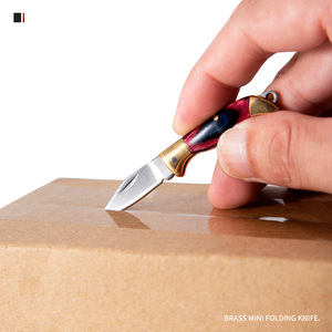 Toptan kompakt Klappmesser Mini çakı paslanmaz çelik EDC katlanır yardımcı anahtarlık küçük sevimli klip noktası ahşap/reçine - Product Image 2