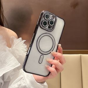 Luxury Bling Rhinestone Magnetic Clear <b>Phone</b> Case For iPhone 17 16 Pro Diamond Camera Lens <b>Protector</b> Electroplated Mobile Cover - Product Image 5