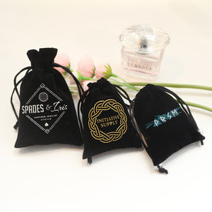 ถุงกำมะหยี่สีดำพิมพ์โลโก้ตามสั่ง ถุงใส่เครื่องประดับแบบมีเชือกผูก ขนาดเล็ก สำหรับใส่กำไล สร้อยข้อมือ แหวน ต่างหู - Product Image 6