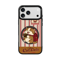 Coque de téléphone AG Feeling Black Edge avec motif chat café doré pour iPhone 17, 17 Pro Max, 16 Pro, 15, 15 Pro Max, 15 Pro, 14 Pro Max – Coque magnétique