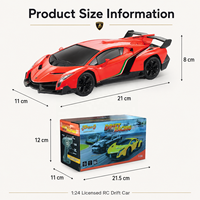 Voiture de course télécommandée Lamborghini RC à l'échelle 1/24, voiture de drift avec lumières, jouet de course télécommandé pour garçon, recharge USB