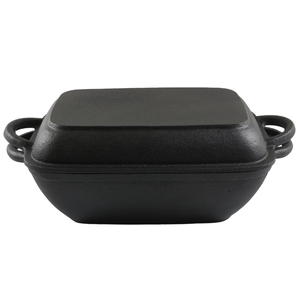 Casserole <span class=keywords><strong>rectangulaire</strong></span> <span class=keywords><strong>en</strong></span> <span class=keywords><strong>fonte</strong></span> pré-assaisonnée 2-<span class=keywords><strong>en</strong></span>-1 avec deux poignées pour une cuisson polyvalente - Product Image 1