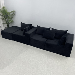 Canapé modulaire en forme de L, chaise longue, canapé en bloc de tofu, simplicité moderne, revêtement en flanelle de tissu compressé - Product Image 2