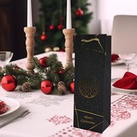 Sac en papier pour bouteille de vin de Noël, emballage cadeau biodégradable décoratif avec impression personnalisée, aspect haut de gamme