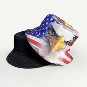 イーグルパターンスタイルフィッシャーマンアメリカ国旗ホワイトヘッド海彫刻バケットメンズアウトドアサンシェード日焼け止め帽子 - Product Image 3