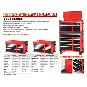 Torin NTBT9408-X+NTBR9411-X 43" PROFESSIONAL CHEST and <strong>ROLLER</strong> CABINETTB94 SERIES Mobile Maintenance Tool Organizer <strong>Toolbox</strong> - Product Image 2