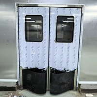 Porte moderne en acier inoxydable à double battant, résistante aux chocs, avec double vitrage trempé et âme en nid d'abeille pour usine, hôpital, laboratoire
