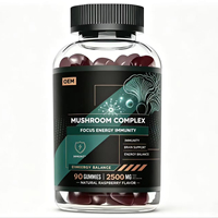 Gummies à croquer de Cordyceps Sinensis à marque privée, formule d'extrait de Reishi et d'Hericium, naturelles et sans gluten, pour le soutien immunitaire des adultes