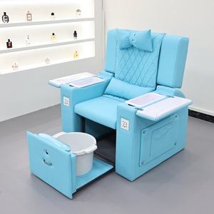 Sillón de Pedicura Azul Eléctrico con Masaje, Spa para Pies, Reclinable, con Podio y Bolsillo de Almacenamiento - Product Image 4