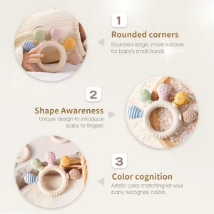 <span class=keywords><strong>Anneau</strong></span> de <span class=keywords><strong>dentition</strong></span> en silicone pour bébé de 0 à 12 mois Jouets de <span class=keywords><strong>dentition</strong></span> en silicone pour enfant en bas âge sans BPA Cadeaux pour bébé - Product Image 3