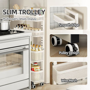 Carrito de Almacenamiento Rodante Delgado, Unidad de Estantería Móvil Multiusos para Espacios Reducidos, Cocina, Baño, Lavandería y Oficina - Product Image 5