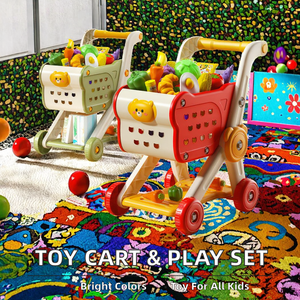 Carrito de Compras de Frutas y Verduras de Juguete, Carrito de Supermercado de 4 Ruedas para Niños, Juego de Simulación de Compras, Regalo - Product Image 2