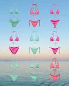 Fabricant OEM de maillots de bain de luxe, tissu froissé recyclé, garniture personnalisée perlée à la main, ensemble de bikini pour femmes, maillot de bain - Product Image 1