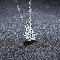 Collier classique en argent sterling S925 à six griffes pour femme, chaîne de clavicule minimaliste élégante avec pendentif en moissanite, rhodié/or/platine