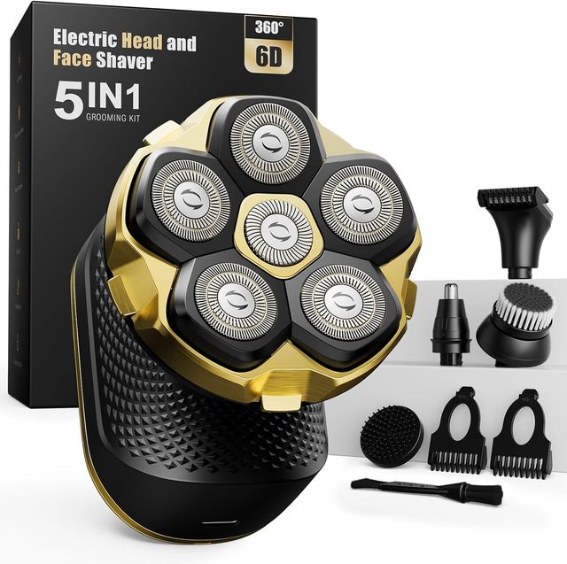 NEW Head Shaver for Bald Men - Trimcoo 5-in-1 Magnetic Electric Trimmer with Titanium Blades | Gentle on Sensitive Scalp |