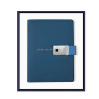 Carnet à feuilles mobiles en cuir format A5 personnalisé avec verrouillage par empreinte digitale sans fil, fonction de banque d'alimentation, enregistrement et technologie d'empreintes digitales
