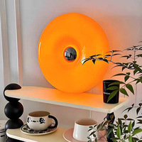 Lampe de table moderne Bauhaus Donut, tactile, 3 couleurs, variateur d'intensité, lumière de chevet chaude, design rétro en verre orange, décoration de chambre à coucher