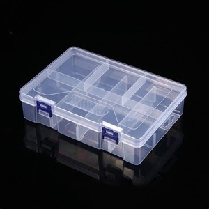 กล่องเก็บของแบบใสสองชั้น 8 ช่องพร้อมตัวล็อคสำหรับเครื่องประดับเครื่องมือจัดระเบียบชิ้นส่วนต่างๆ ที่จัดระเบียบโต๊ะทำงานพลาสติก - Product Image 1