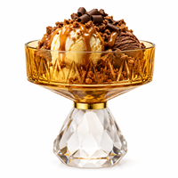 Coupe à dessert en verre coloré poli et taillé à la main, sur piédestal, décorative, pour glaces et coupes glacées, idéale pour mariages, banquets et bars