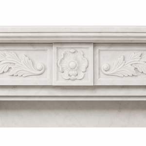 Traditional Marble <b>Fireplace</b> Mantel With Ornate Carving White Stone Indoor Wood Burning Hearth For Dining Room - Product Image 3