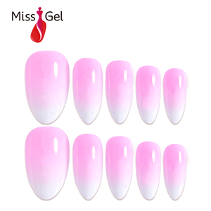 32 <span class=keywords><strong>Uñas</strong></span> Postizas de ABS en Forma de Almendra, Color <span class=keywords><strong>Rosa</strong></span> <span class=keywords><strong>Fucsia</strong></span> Degradado, de Larga Duración, <span class=keywords><strong>Uñas</strong></span> Artificiales Blancas Lechosas para Uso Decorativo - Product Image 1