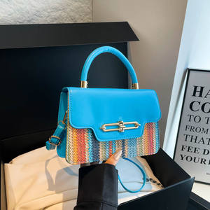 Bolsos de Hombro Cuadrados de Paja con Asa Única y Cierre de Cremallera, Moda Verano-Invierno 2025, Bolsos de Diseño para Mujer, Precio al por Mayor - Product Image 2