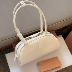 MIU Autumn Winter Dumpling Half-Round PVC <strong>Bag</strong> with Canvas Lining Zipper Closure Small Shoulder Crossbody Handbag for Women - Product Image 1