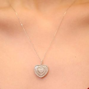 Xinfly 18k Pure Gold 1ct Natural Diamond Dainty Peach Heart Pendant <b>Necklace</b> Trendy - Product Image 4