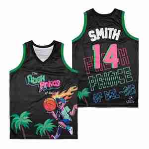 Maglia da Basket Streetwear con Ricamo e Sublimazione, Taglia USA, The Fresh Prince of <span class=keywords><strong>Bel</strong></span>-Air, Uniforme Traspirante da Uomo all'Ingrosso - Product Image 4