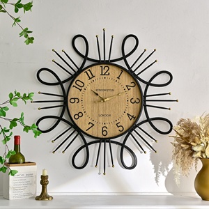 HOME Art Deco Rustic Still Life Hanging Quartz Needle Wall Decor <b>Clock</b> with Black Metal Frame <b>for</b> <b>Living</b> <b>Room</b> - Product Image 1