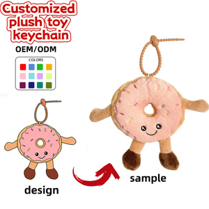 Mignon pendentif en peluche en forme de beignet de style <span class=keywords><strong>français</strong></span>, figurine de dessert amusante, breloque de sac pour couple, petit ours pour anniversaire, anti-stress - Product Image 1